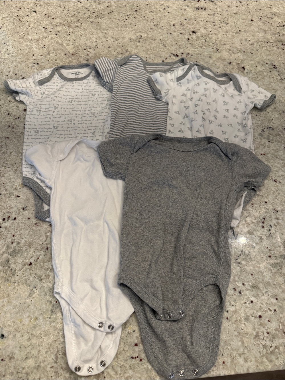 Burt's Bees Gray & White Baby One-Piece Onesie Set
